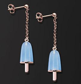 AMBROSINI JEWELS - ORECCHINI ARGENTO 925° ghiacciolo finitura rosé pietra azzurra piccoli(14x8mm) — Ansicht 1