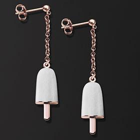 AMBROSINI JEWELS - ORECCHINI ARGENTO 925° ghiacciolo finitura rosé pietra bianca piccoli (14x8mm) — Ansicht 1