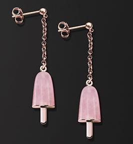 AMBROSINI JEWELS - ORECCHINI ARGENTO 925° ghiacciolo finitura rosé pietra rosa piccoli (14x8mm) — Ansicht 1