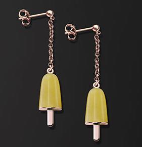 AMBROSINI JEWELS - ORECCHINI ARGENTO 925° ghiacciolo finitura rosé pietra gialla piccoli (14x8mm) — Ansicht 1
