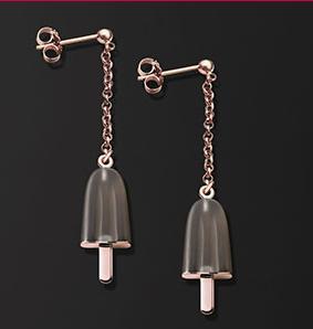 AMBROSINI JEWELS - ORECCHINI ARGENTO 925° ghiacciolo finitura rosé pietra marrone piccoli (14x8mm) — Ansicht 1