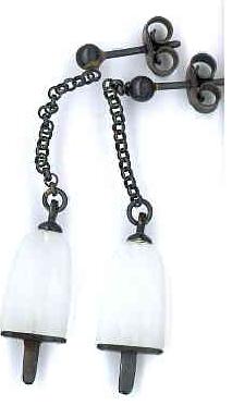 AMBROSINI JEWELS - ORECCHINI ARGENTO 925Â° ghiacciolo finitura brunita pietra bianca piccoli (14x8mm) — Ansicht 1