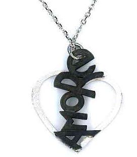 AMBROSINI JEWELS - PENDENTE ARGENTO 925Â° cuore finitura bianca satinata scritta brunita — Ansicht 1