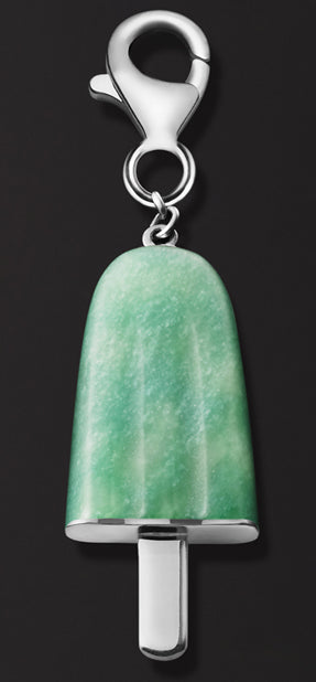 AMBROSINI JEWELS - PENDENTE ARGENTO 925Â° ghiacciolo finitura bianca pietra verde piccolo (21x14 mm) — Ansicht 1