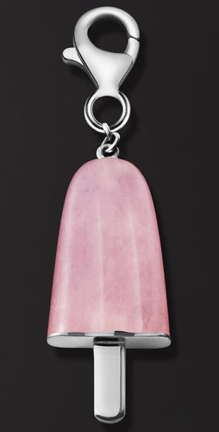 AMBROSINI JEWELS - PENDENTE ARGENTO 925Â° ghiacciolo finitura bianca pietra rosa piccolo (21x14 mm) — Ansicht 1