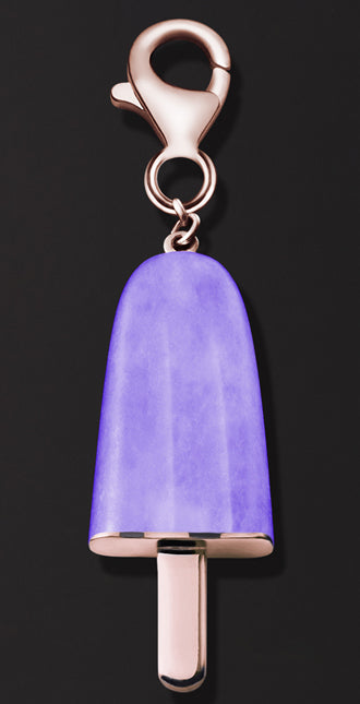 AMBROSINI JEWELS - PENDENTE ARGENTO 925° ghiacciolo finitura rosé pietra viola piccolo (21x14 mm) — Ansicht 1