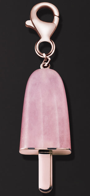 AMBROSINI JEWELS - PENDENTE ARGENTO 925° ghiacciolo finitura rosé pietra rosa piccolo (21x14 mm) — Ansicht 1
