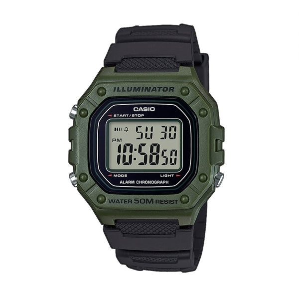 CASIO TIMELESS COLLECTION SPORT ILLUMINATOR WR 50M, ALARM, CHRONOGRAPH - ARMY GREEN — Ansicht 1
