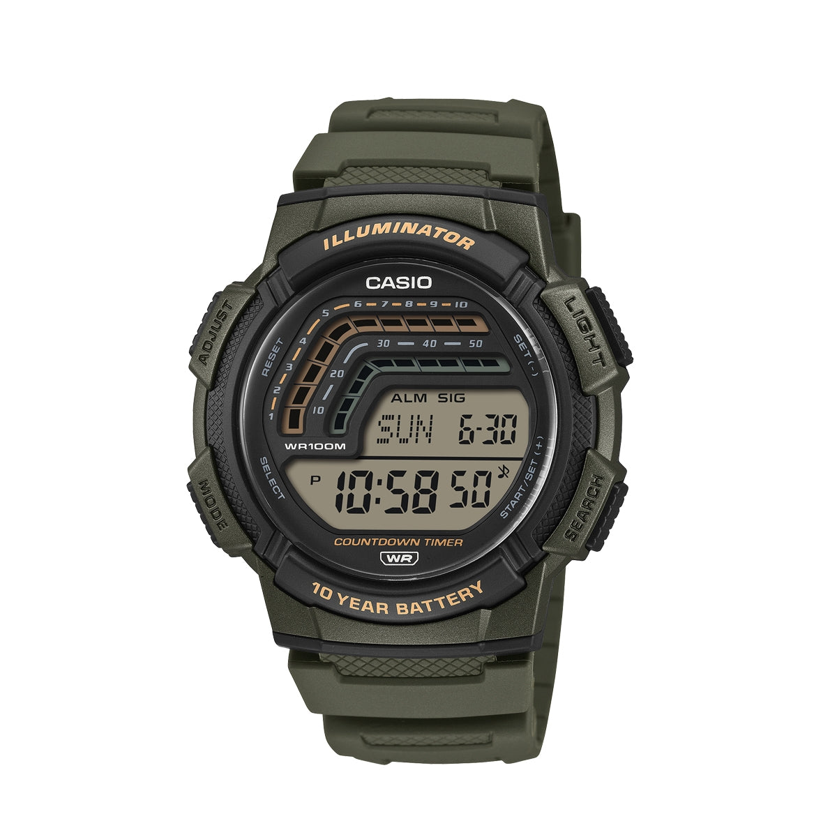CASIO SPORT ILLUMINATOR - 10 YEARS BATTERY - GREEN — Ansicht 1